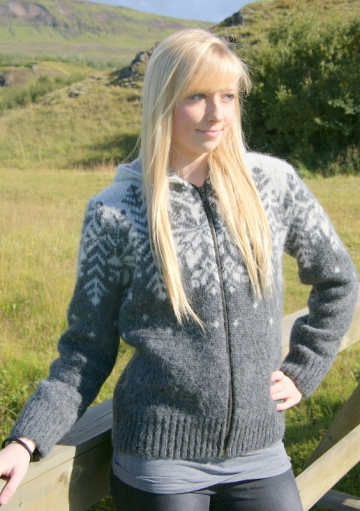 Damen & Herren Kapuzen-Strickjacke - grau