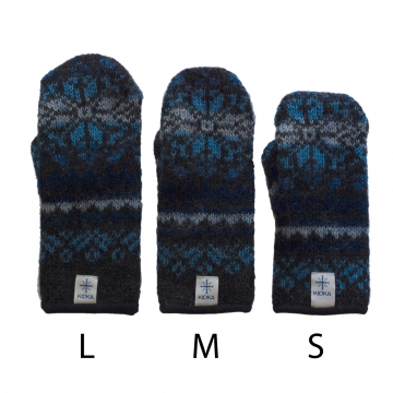 KIDKA 136 Icelandic Woolen Mittens - black/blue