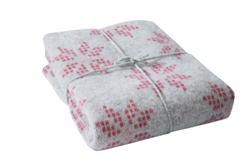 Icelandic Bedspread - eight-petalled rose - light grey / pink