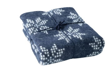 Icelandic Bedspread - eight-petalled rose - blue / white