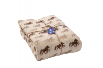 Icelandic Wool Blanket 054 - Iceland Horse - Beige