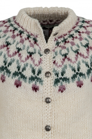 Handknitted Icelandic Cardigan with buttons - white