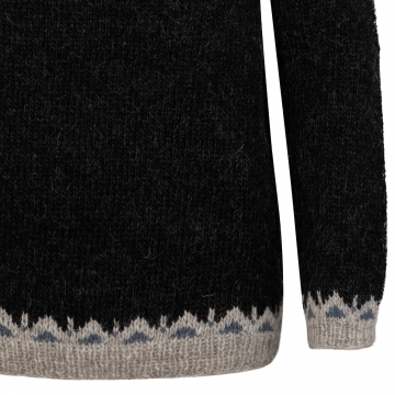 Handknitted Icelandic Sweater - Afmæli - black / multicolored