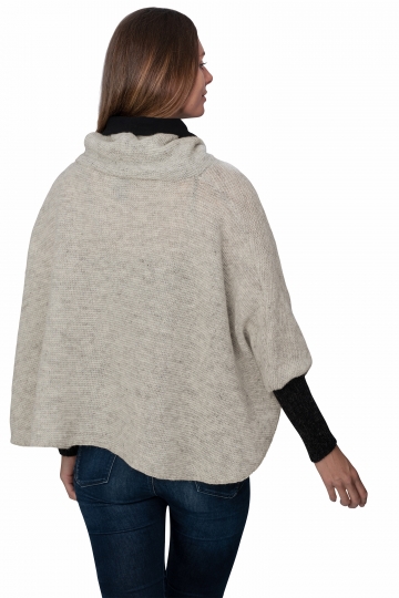 KIDKA 146 Poncho court en tricot - gris clair / noir