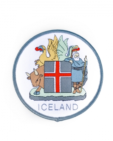 Isländisches Wappen - Aufbügler - Gewebter Aufnäher