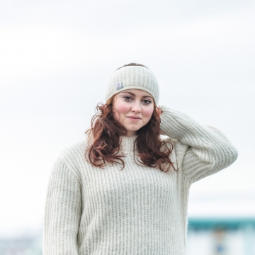 Wide headband Icelandic wool - with fleece