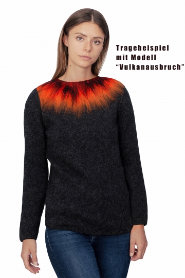 Dünner Damen Wollpullover - Nordlicht - schwarz / grün