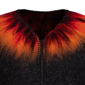 Cardigan femme - éruption volcanique - noir / rouge / orange