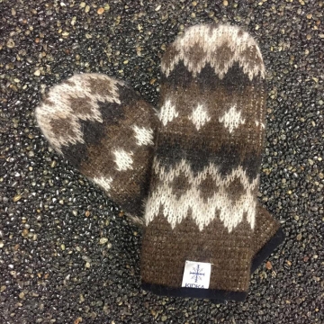 KIDKA 156 Icelandic Woolen Mittens - brown/white