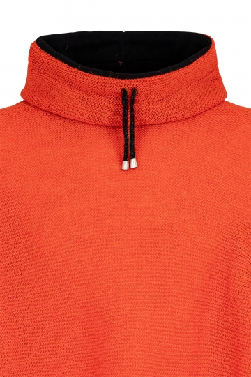 KIDKA 159 Short Wool Poncho - orange / black