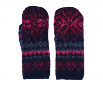 Icelandic Woolen Mittens KID-058 - black/red