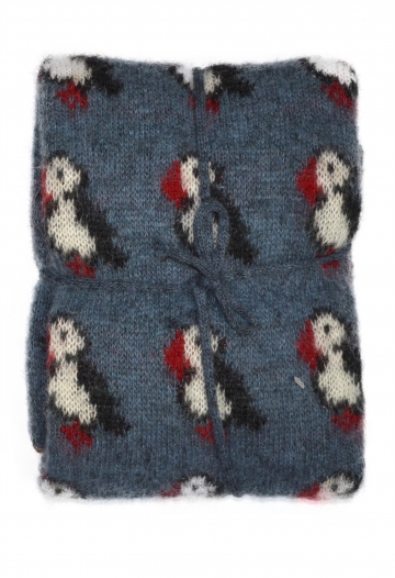 KIDKA 060 Petite couverture de laine - macareux - bleu