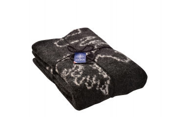 Icelandic Wool Blanket 062 - Outline of Iceland - Black