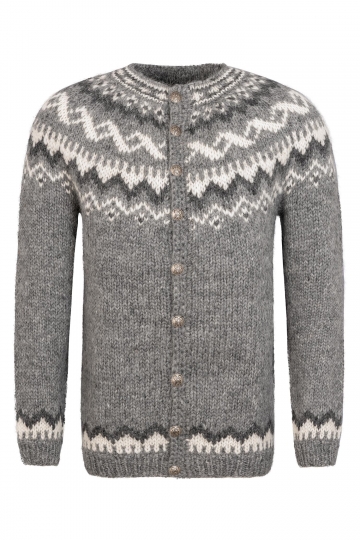 Handgestrickter Cardigan - Hellgrau - Größe M