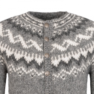 Handgestrickter Cardigan - Hellgrau - Größe M