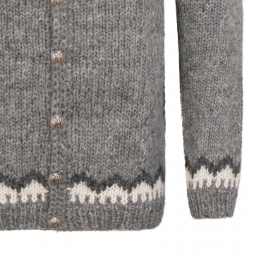 Handgestrickter Cardigan - Hellgrau - Größe M