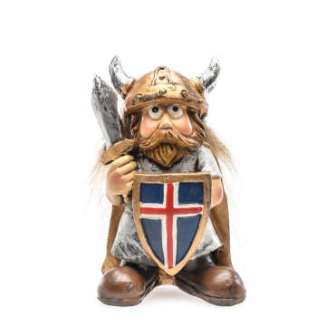 Wikinger mit Helm, Schwert und Island-Schild