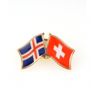 Anstecker - Pin - Island & Schweiz Flagge