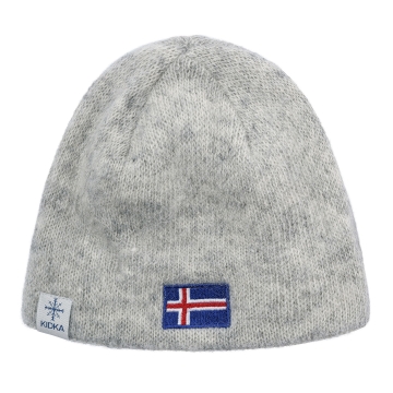 Bonnet en laine - drapeau islandais - gris clair