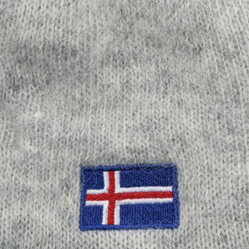 Wool hat - Icelandic flag - light grey