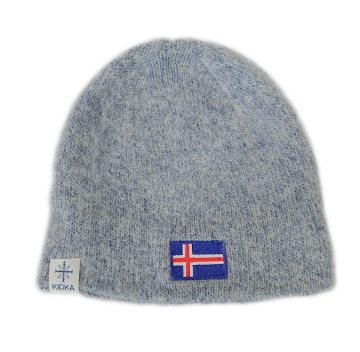 Wool hat - Icelandic flag - light blue