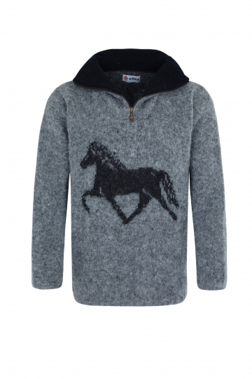 KIDKA 020 pull camionneur en laine - cheval islande - gris