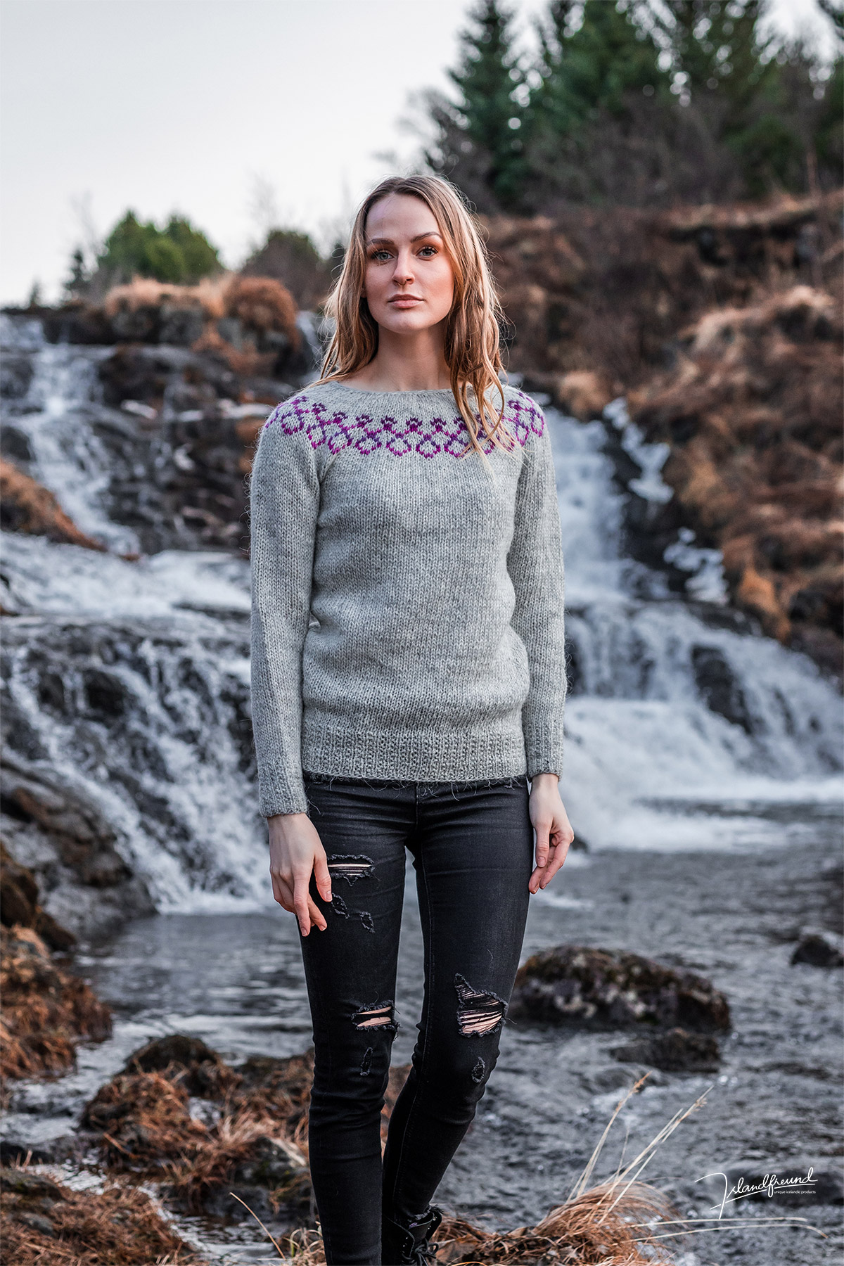 Pulli Handgestrickte Islandpullover Islandwolle Selbstgestrickte