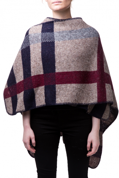 Damen Woll Poncho Braun