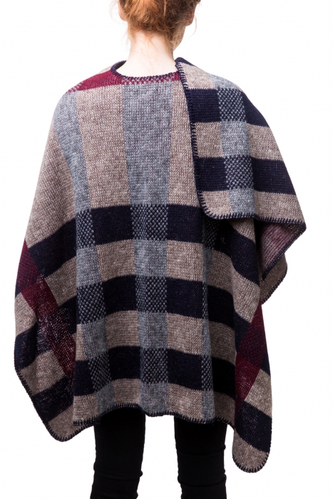 Damen Woll Poncho Braun