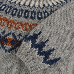 Islandpullover - Handgestrickt in Island - Grau / Blau / Weiß