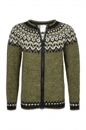 Einzelexemplar - Handgestrickte Island Strickjacke - Kurz - grün