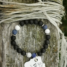 Lava Armband - Perlenarmband mit Lapislazuli und Howlith