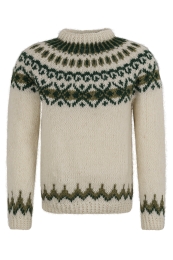 Weißer Islandpullover - Handgestrickt in Island - Länge 70 cm - B = 49 cm - C = 46 cm