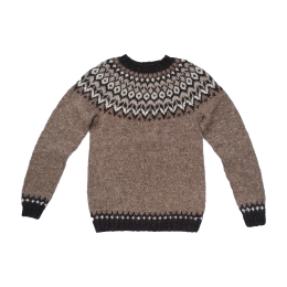 Handgestrickter Islandpullover - Braun - A = 68 cm, B = 46 cm, C = 52 cm