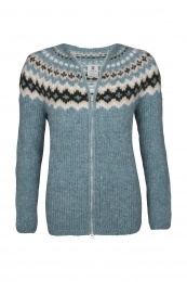 Damen Strickjacke mit Reißverschluss - Größe M - türkis