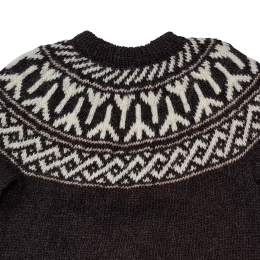 Handgestrickter Islandpullover - Algiz - dunkelbraun