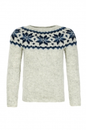 Handknitted Icelandic Sweater - grey / blue