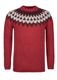 Klassischer Islandpullover Handgestrickt HSI-203 - Rot