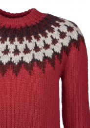 Klassischer Islandpullover Handgestrickt HSI-203 - Rot