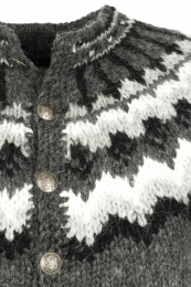 Isländischer Cardigan - Handgestrickt - grau