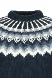 Isländischer Pullover - Handgestrickt - dunkelblau