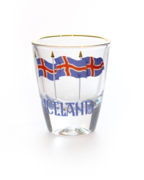 Schnapsglas - Iceland - 3 Island Fahnen