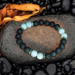 Lava Armband - Perlenarmband mit Lavasteinen und Howlith