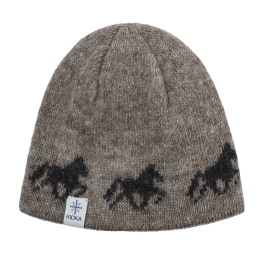 Woolen hat 077 - Icelandic horse - light-brown