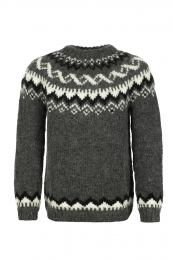 Isländischer Pullover Handgestrickt HSI-217 - dunkel-grau