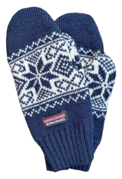 Norweger Schneeflocke Fausthandschuhe - blau - Größe L