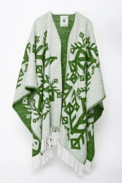 Woll-Cape - Umhang - Bindrune Liebe - Grün