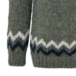 Herren Islandpullover HSI-216 - Handgestrickt - Grau-Grün