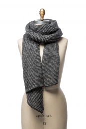 VARMA 063 - striped wool shawl - grey-black