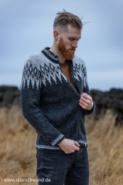 KIDKA 031 Wool Sweater - Cardigan - Black/Grey